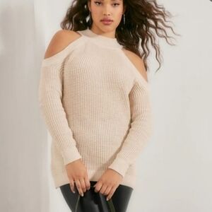 Mauve Guess cold shoulder sweater-Medium